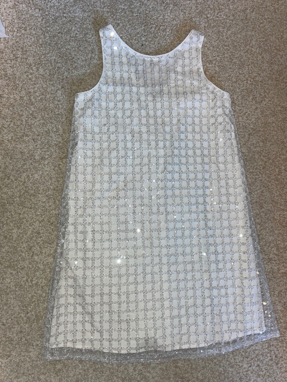 NWOT Zara Girls White Sequin and Pearl Sheath Dress - 11/12